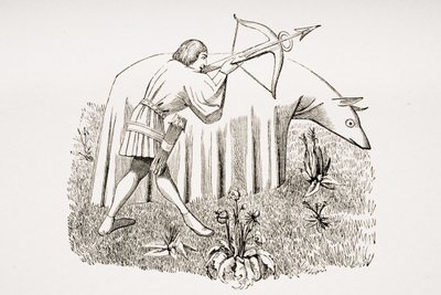 Hur man bär en duk för att närma sig odjur, efter en miniatyr i 1400-talets manuskript av Phoebus, från 